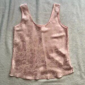 Floral Satin Light Pink Tank Top